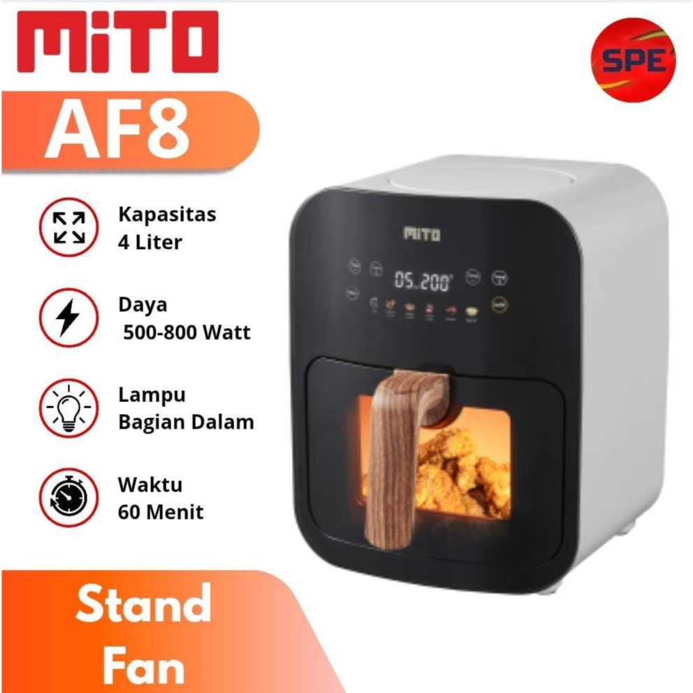 Air Fryer Mito Crystal Series AF8 Digital Touch Kaps. 4 Liter (MEDAN)
