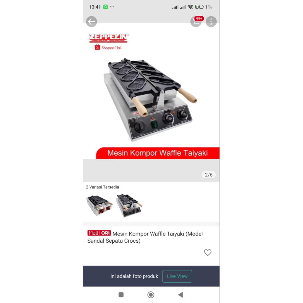 mesin wafle taiyaki bentuk sendal cros viral elektrik