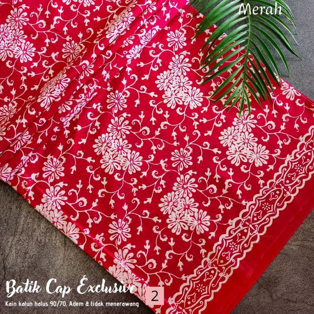 Kain Batik Cap Pekalongan Dasar Merah Bisa COD
