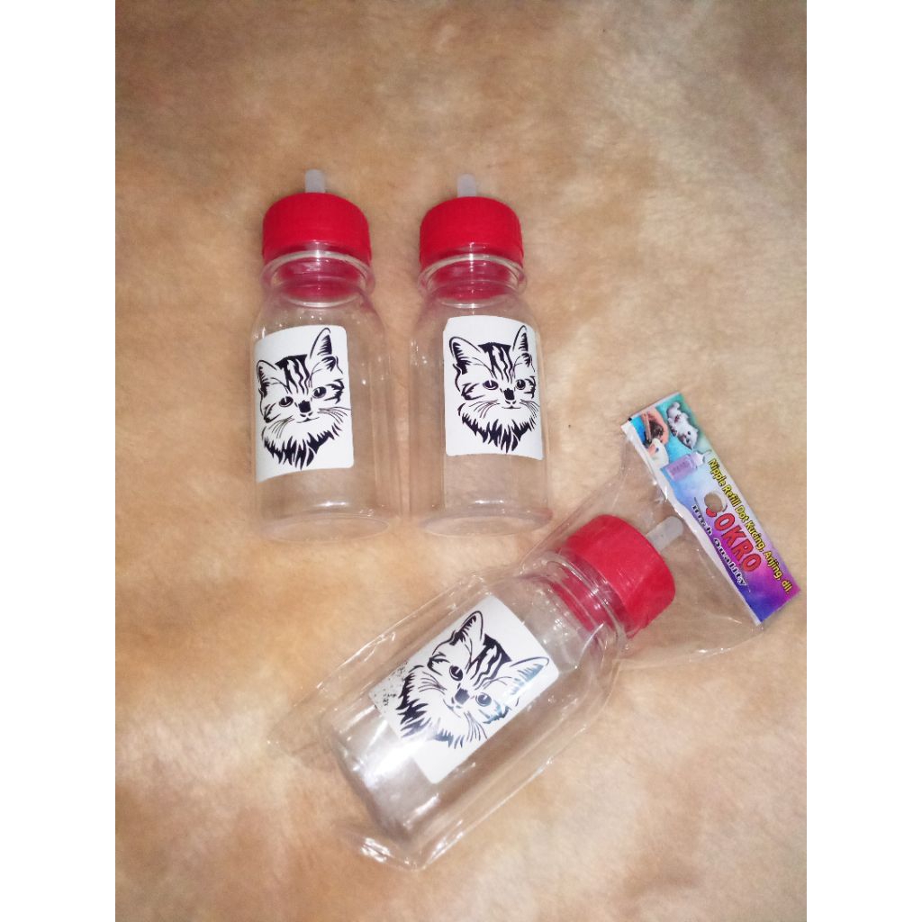 DOT baby kucing, anjing,  botol bening kecil , nipple kecil