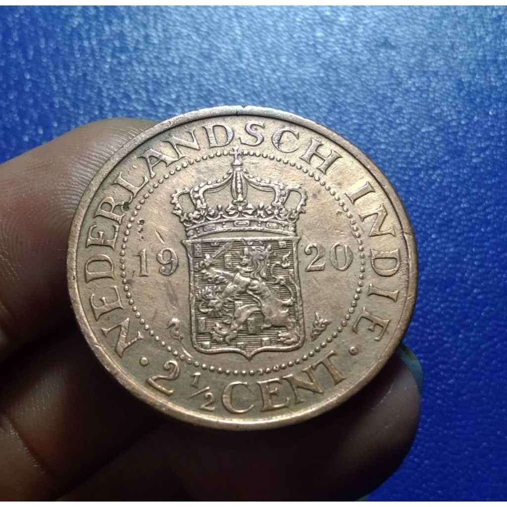 Koin Lawas Indonesia Jaman Penjajahan 21/2 Cent (Benggol) Tahun 1920 Langka