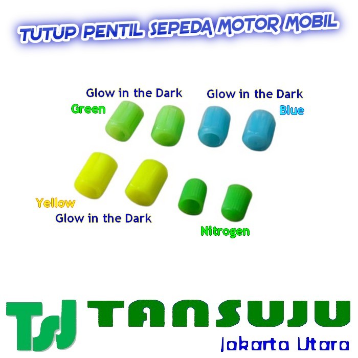 Tutup Pentil Ban Sepeda Selis Motor Mobil Hijau Nitrogen Biru Kuning Glow in the Dark