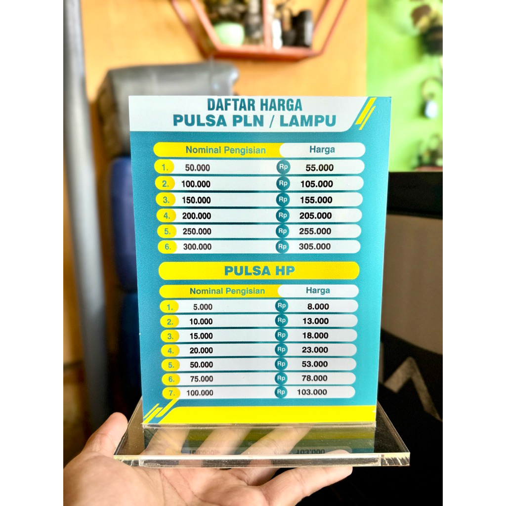 

BISA CUSTOM EDIT AKRILIK MEJA UKURAN 15x20cm TARIF BIAYA LAYANAN PULSA