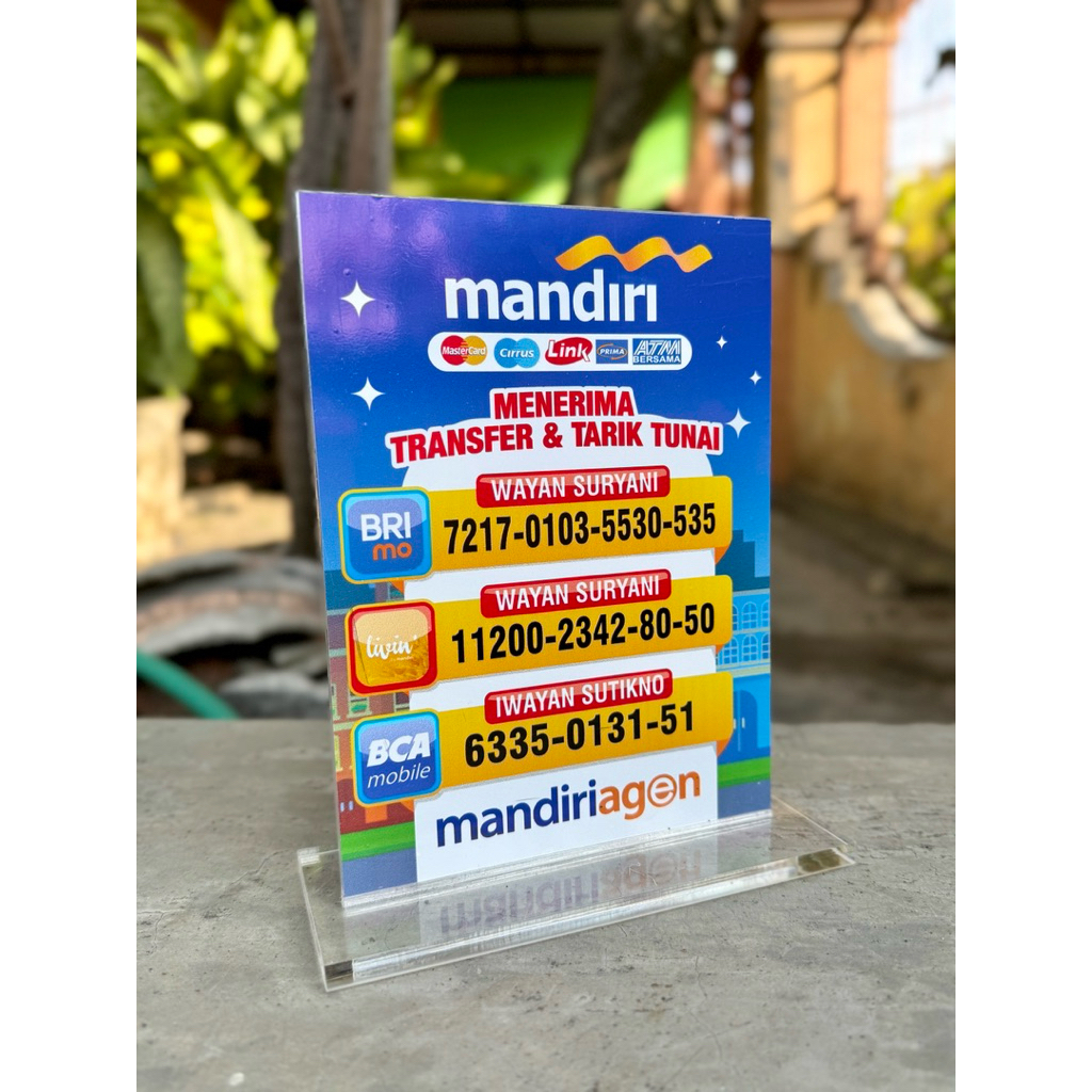 

BISA CUSTOM SESUAI REQUEST AKRILIK MEJA UKURAN 15x20cm BANK AGEN / AGEN BANK