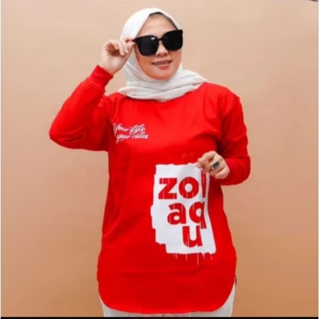 KAOS WANITA TUNIK LENGAN PANJANG 24S [SIZE M-L-XL-XXL]  ATASAN WANITA MUSLIMAH ATASAN TUNIK ZOLAQU A