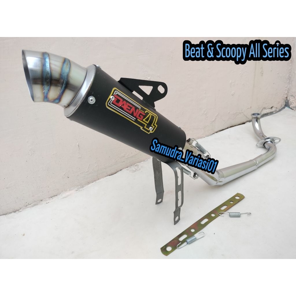 Knalpot Racing Daeng Sai4 Cat coating Hitam Honda Beat karbu, Beat PGM-FI, Beat Pop, beat CBS, Beat 