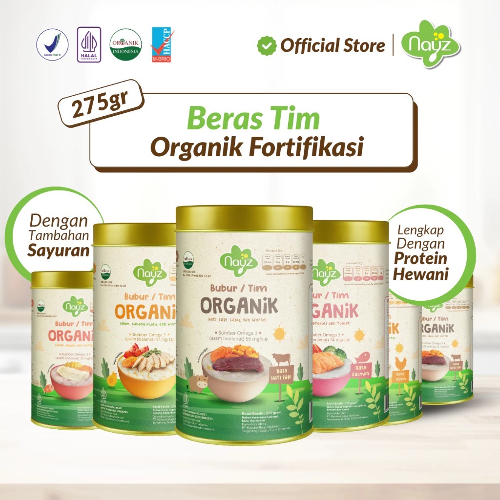 

Nayz Kaleng Beras Tim Organik Fortifikasi MPASI 12+ Bulan - 275gr Bubur
