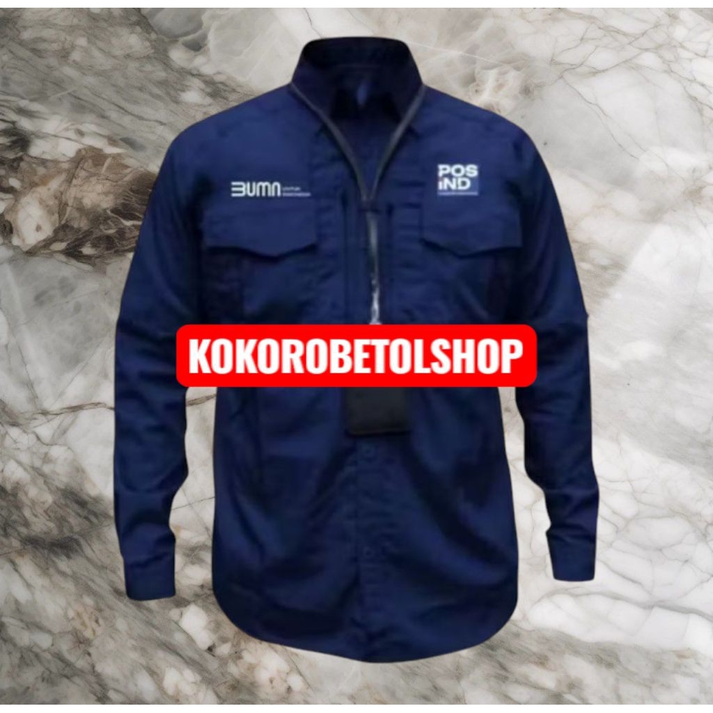 Kemeja Pos indo Tactical Costum bordir kemeja pria atasan pos Indonesia BUMN panjang