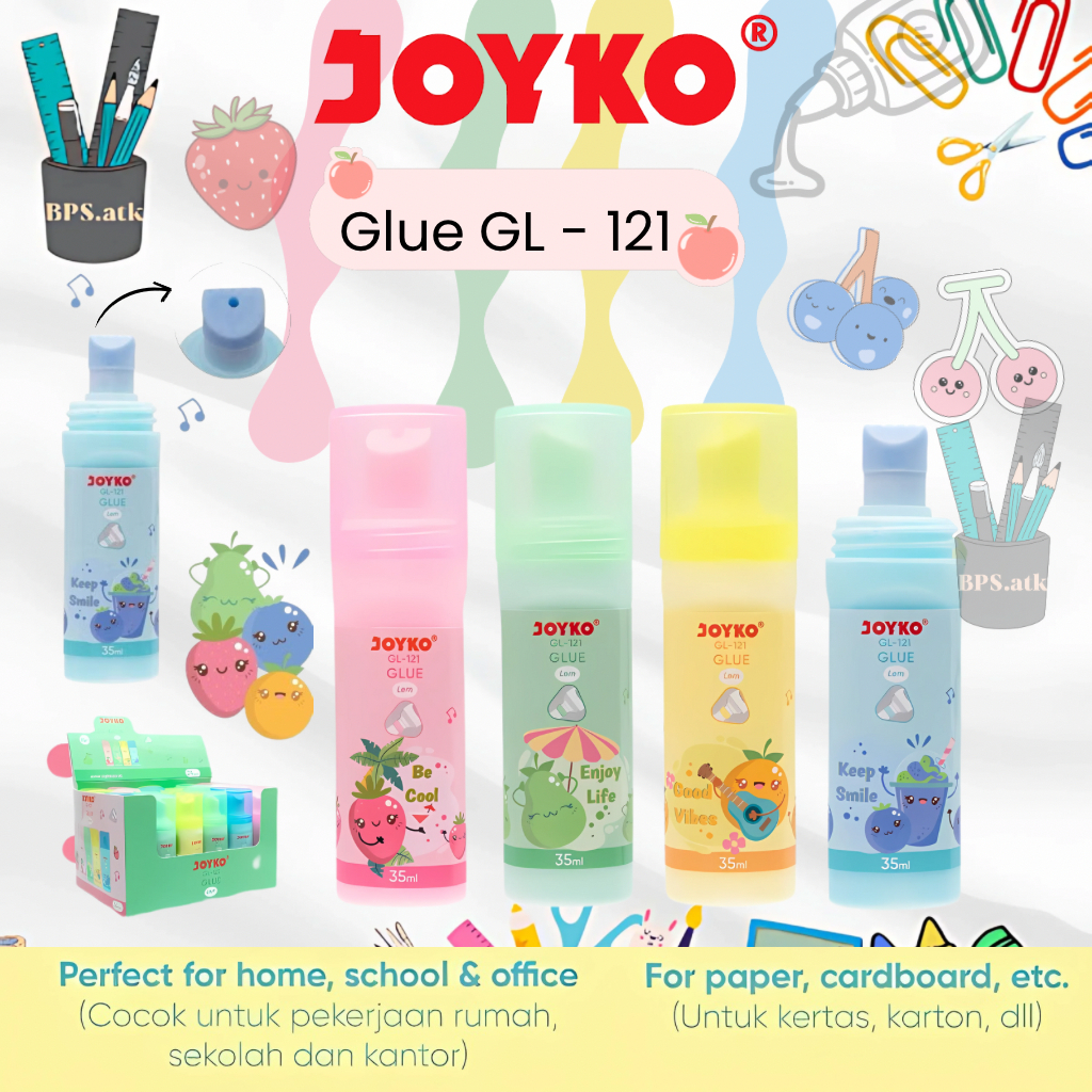 

(4 pcs) JOYKO Lem Cair Warna / White Liquid Glue Color GL-121 35ml Lem Lucu Anak Sekolah