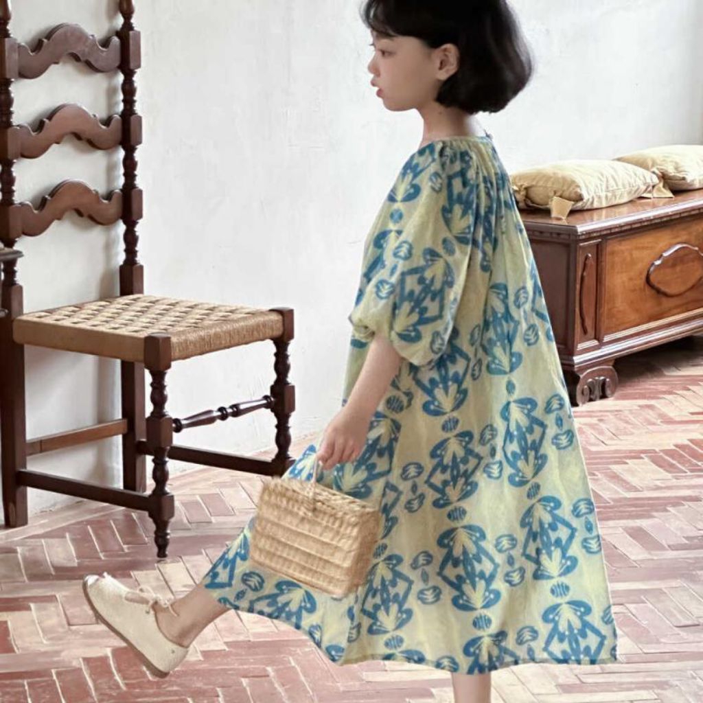 Dress Lengan Balon Anak Perempuan Gaya Korea