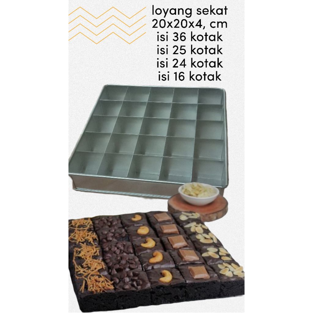 loyang brownies sekat kotak /cetakan kue sekat loyang browniess sekat