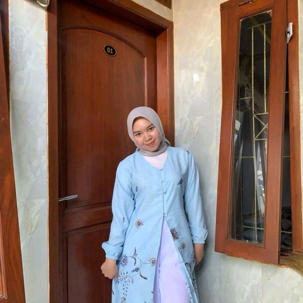 tunik batik outer kekinian fashion kekinian wanita muslim