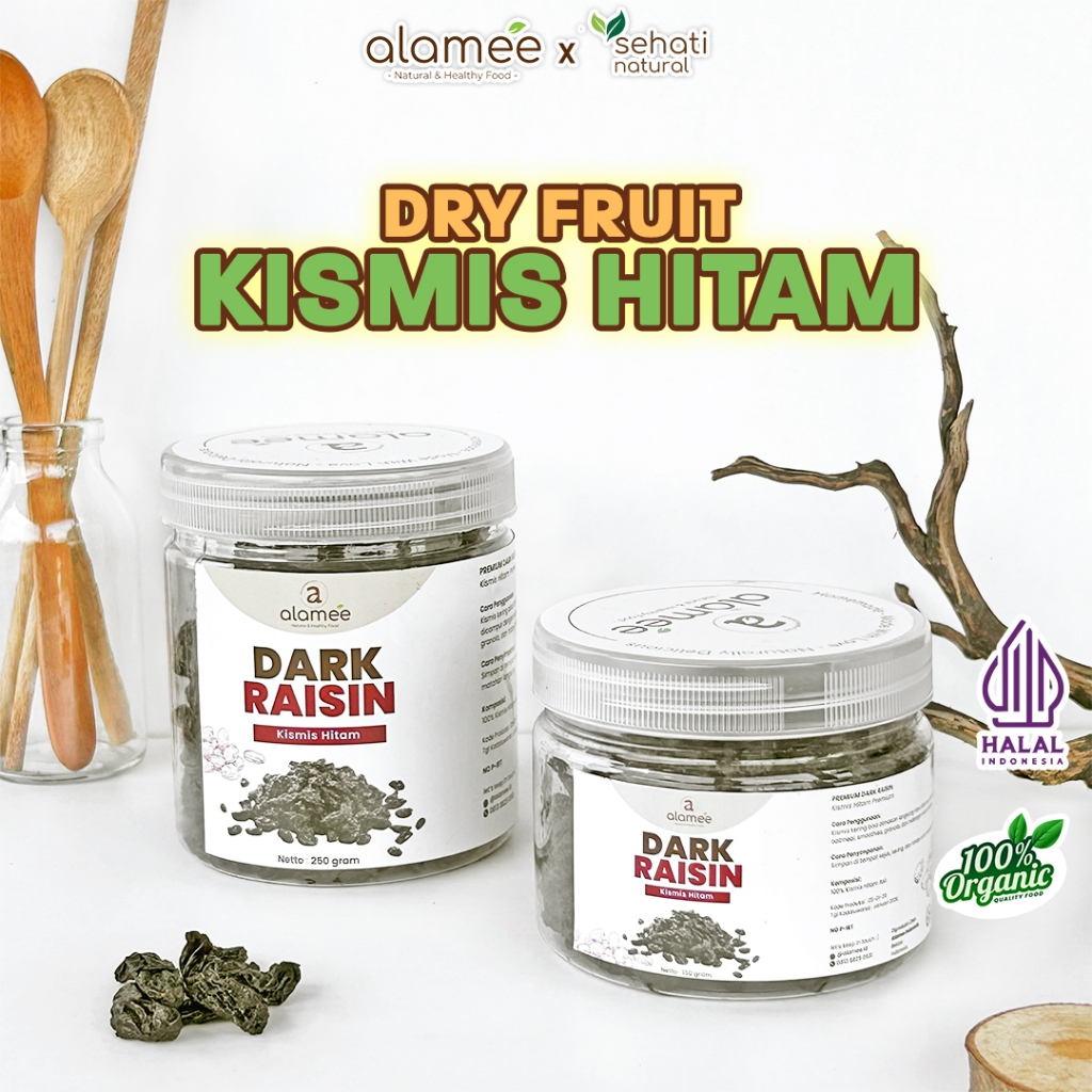 

ALAMEE Dark Raisin Cemilan Buah Sehat Kismis Hitam Manis Dried Fruit Black Raisin PREMIUM 250gr
