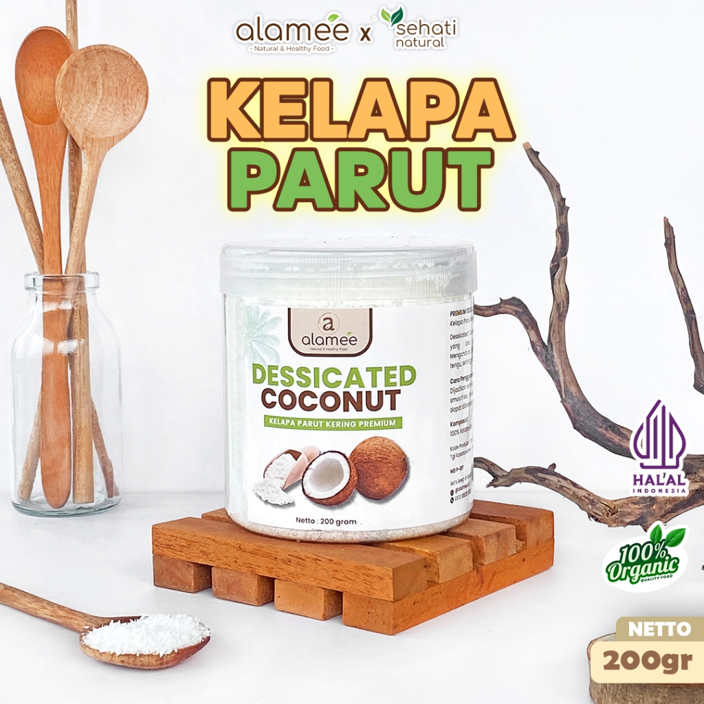 

ALAMEE Dessicate Coconut Kelapa Parut Kering Coconut Flakes Topping Kue Kelapa Kering 200gr