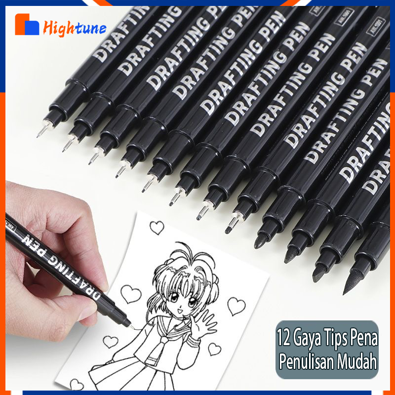 

Hightune Drawing Pen Set Pena Pulpen/Ink Pen for Student Use 0.05mm-0.8mm Pena Tidak Mengandung