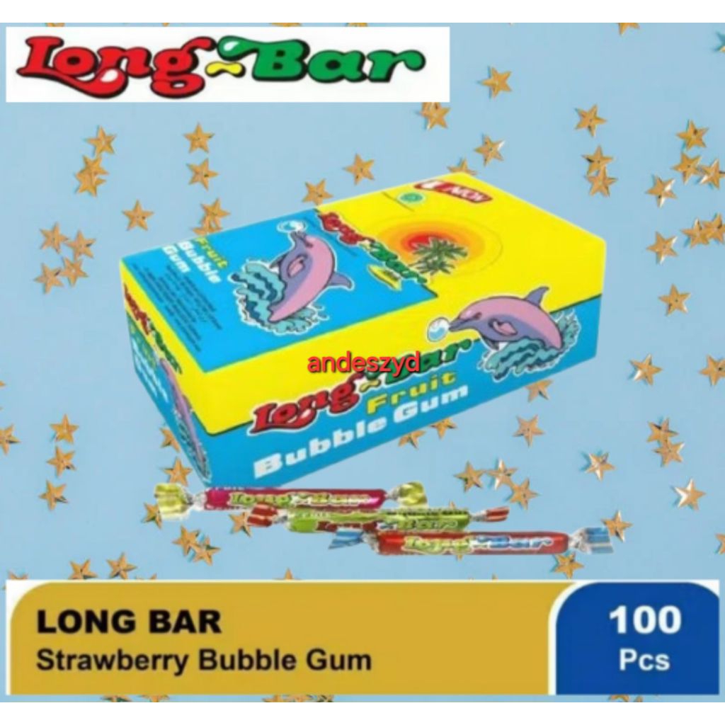 

Permen Karet Long-Bar Fruit Bubble Gum, 1 Kotak isi 100 pcs