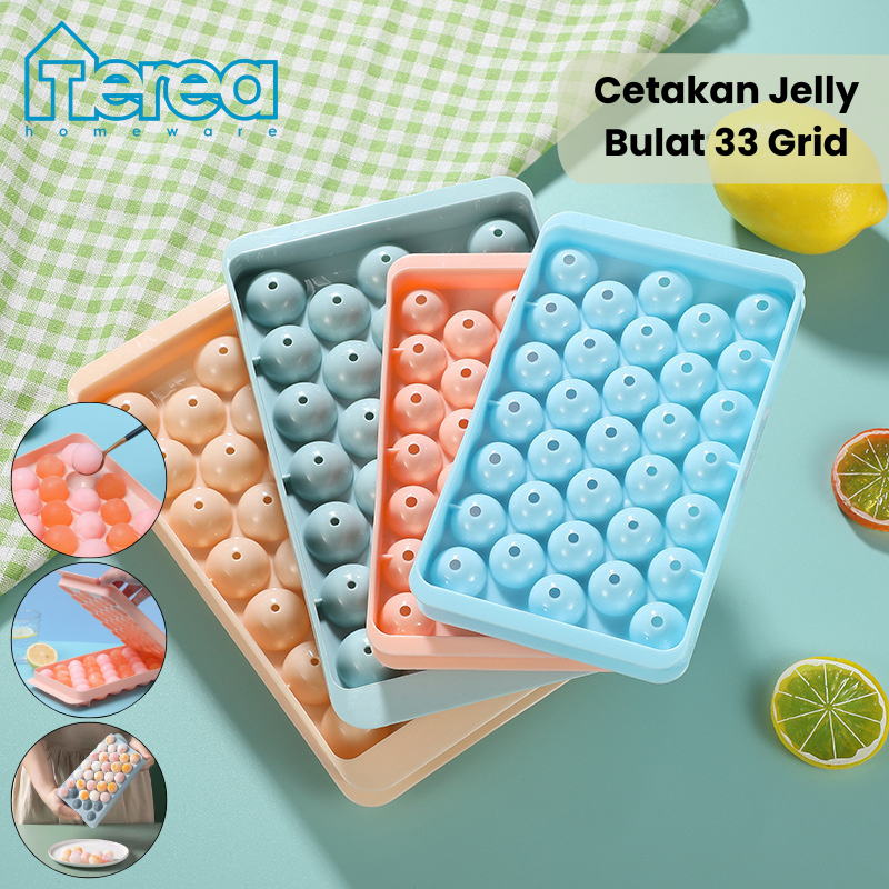 TEREA Cetakan Jelly Es Batu Bulat 33 Grid Ice Cube Tray BPA Free