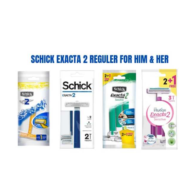 Schick Exacta 2 Reguler Alat Cukur Pria Wanita Hanger Pink | Biru | Hijau | Kuning