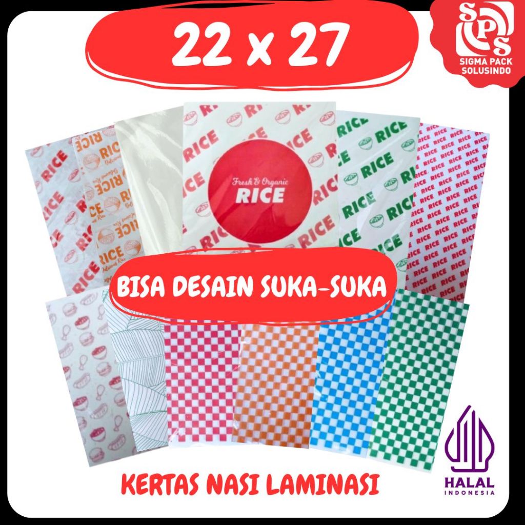 

Kertas Nasi Printing 22x27 | Foodgrade | KFC | Paper Wrap | Burger | Packing Kebab | laminasi