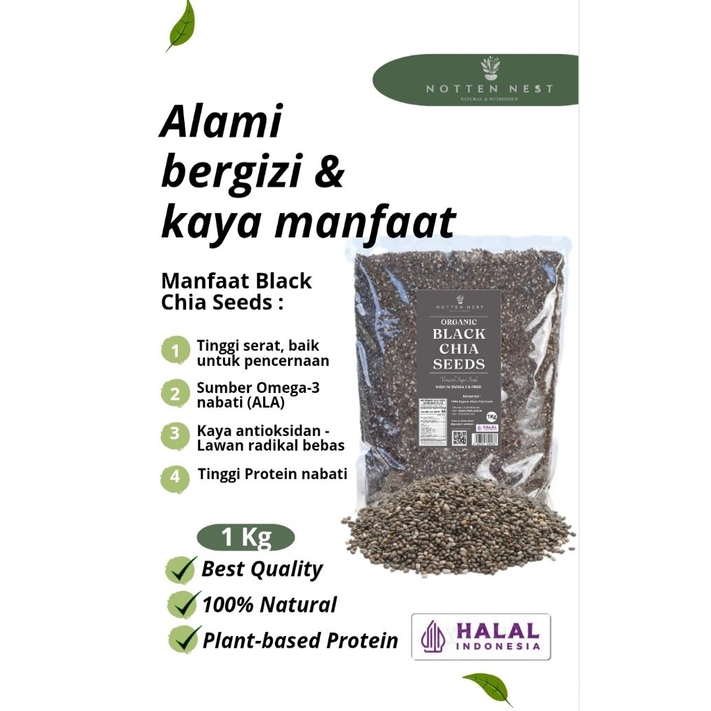

PREMIUM ORGANIC BLACK CHIA SEEDS 1 KG - BIJI CHIA ORGANIK PREMIUM | SUPERFOOD SEHAT DIET