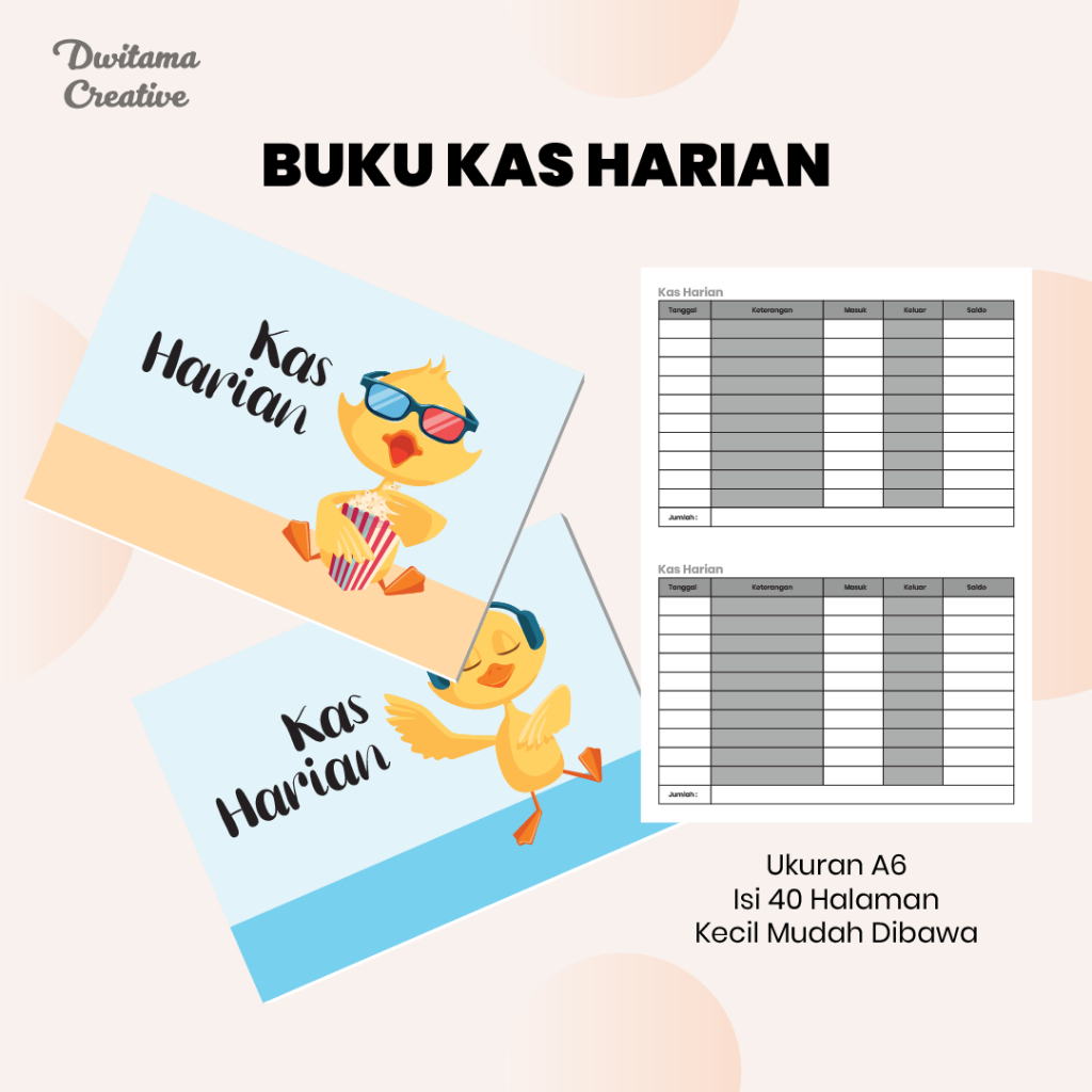 

Buku Kas Harian A6 Lucu 40 Halaman – Catatan Keuangan Pribadi Usaha & Jajan