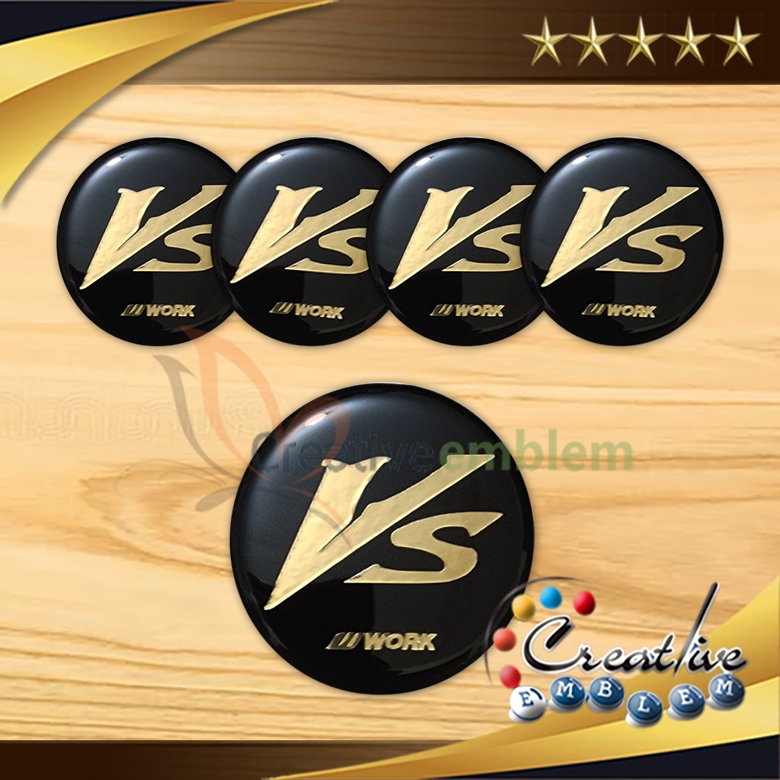Sticker Timbul Tutup Dop Velg VS WORK 4 s/d 6 cm (4 Pcs)