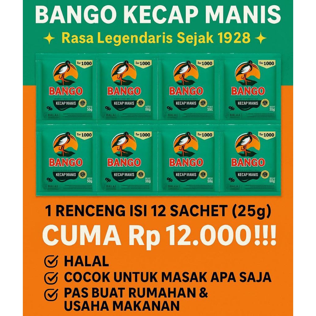 

Bango kecap Manis 1renceng isi 12