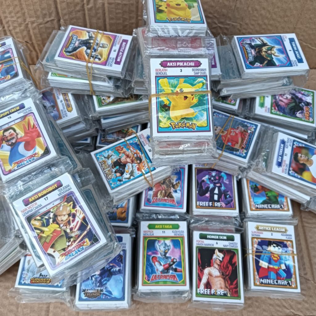 12 Sachet Mainan Kartu Kwartet Boboiboy Galaxy Pokemon Brainrot Tung Sahur Loli Stich Hero Wartet DG
