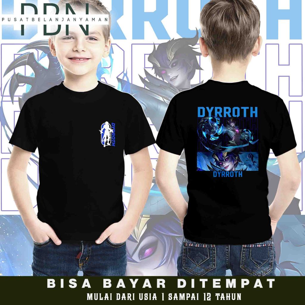 Kaos Hero Mobile Legend - Kaos Anak Atasan Katun Sablon - Kaos Anak Hero ML - Kaos Hero ML Dyrroth M