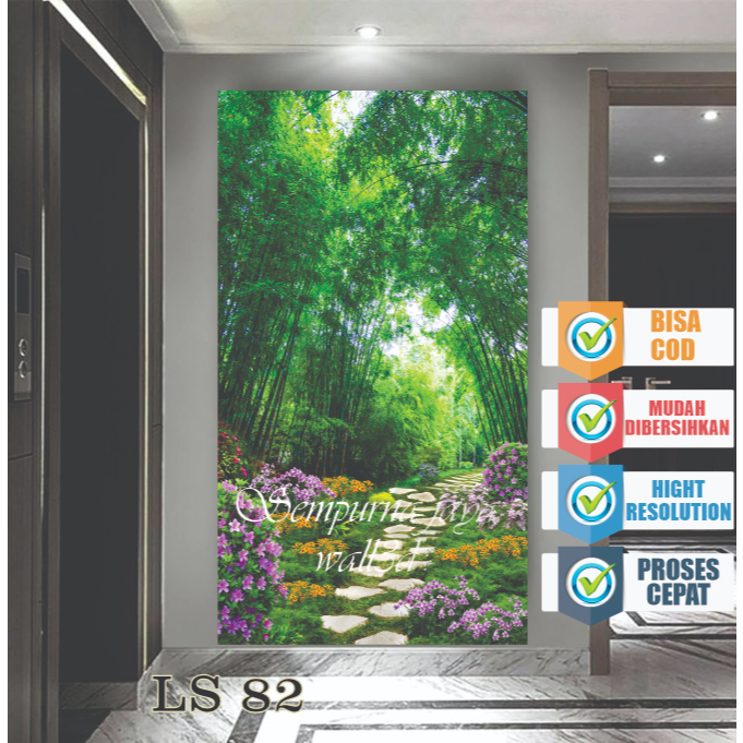 Wallpaper 3d dinding bambu, wallpaper dinding bambu hijau, wallpaper dinding bambu hijau