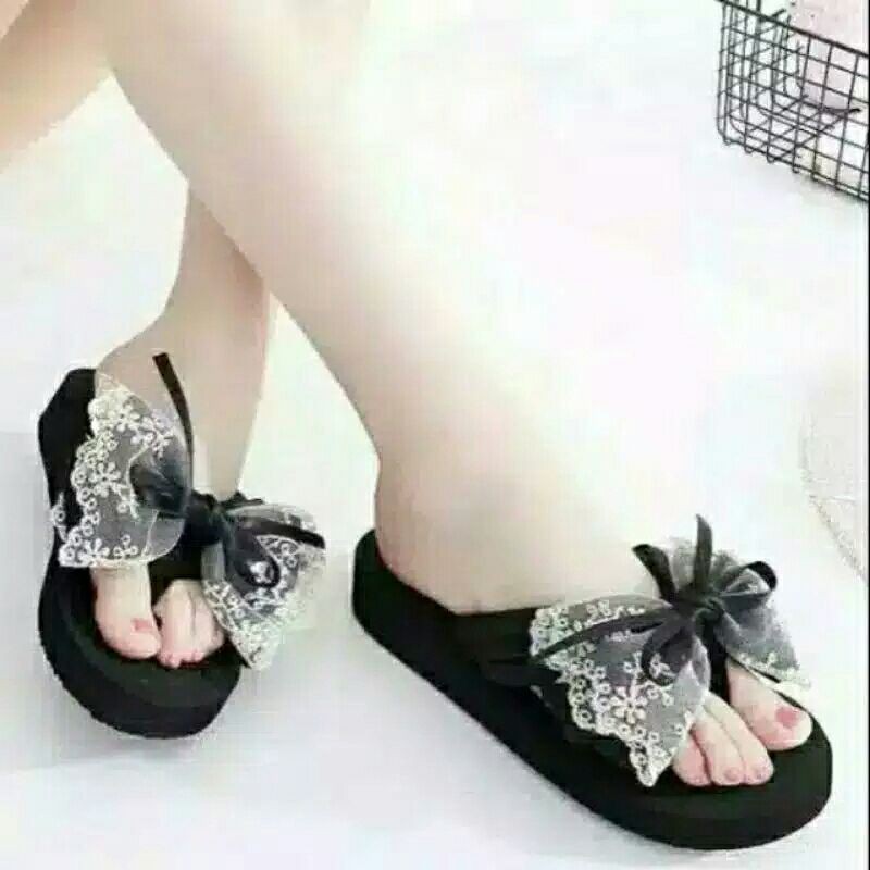 Cantika Sandal wanita Wedges Jepit Pita Kupu-Kupu