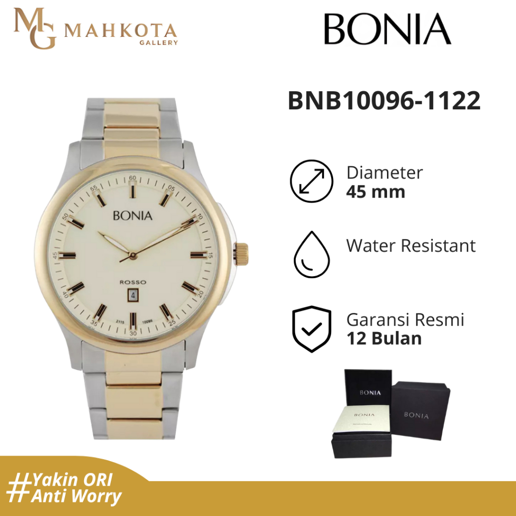 Jam Tangan Pria Bonia BNB10096-1122 Strap Stainless steel Original dan Bergaransi