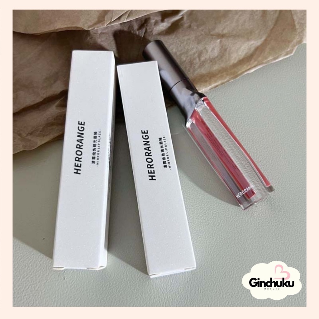 HERORANGE Lip Glaze Lip Tint Glossy Mirror Tahan Lama Melembabkan dan menjaga tektur bibir
