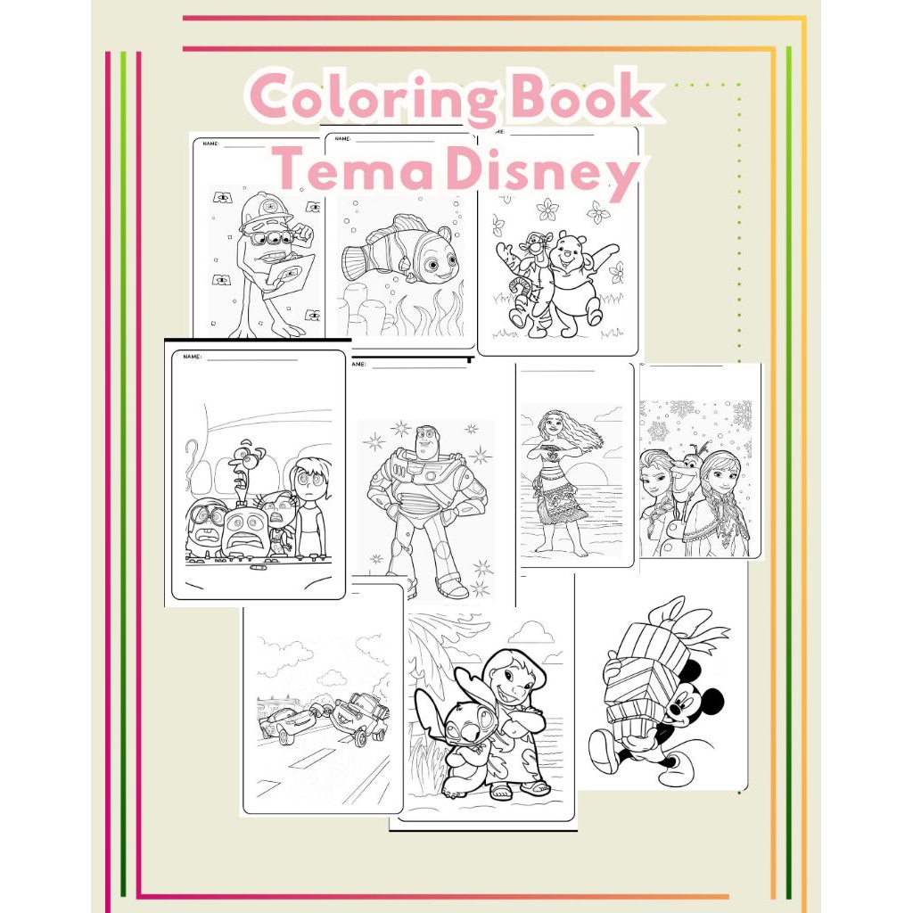 

Sketsa Mewarnai Murah | Tema Disney untuk Anak Per Lembar