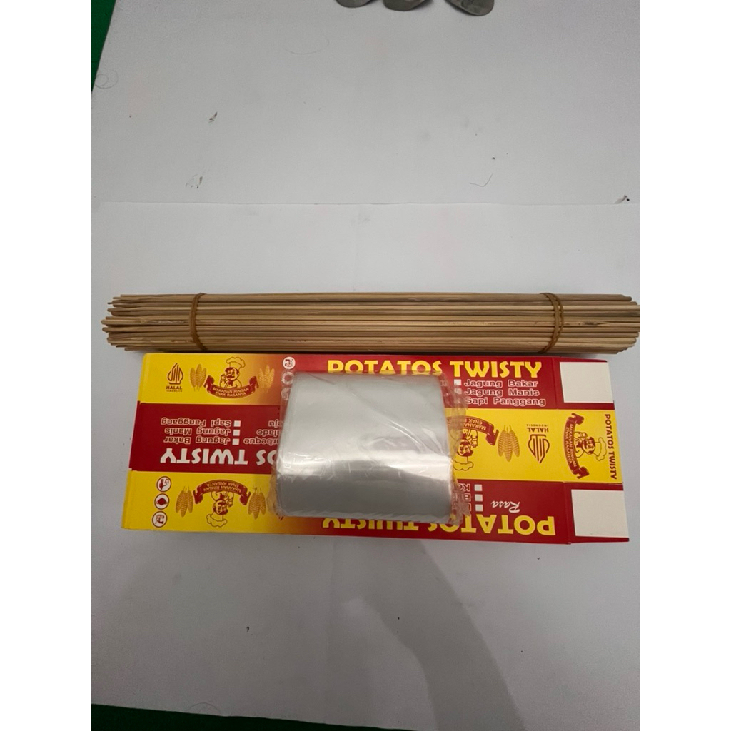Paket Lengkap Kemasan Kentang Ulir Kertas+tusuk+plastik Kentang spiral
