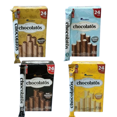 

Chocolatos Wafer RolL ECER 1000 1 KARTON ISI 8 BOX (14GR X 24 pcs)