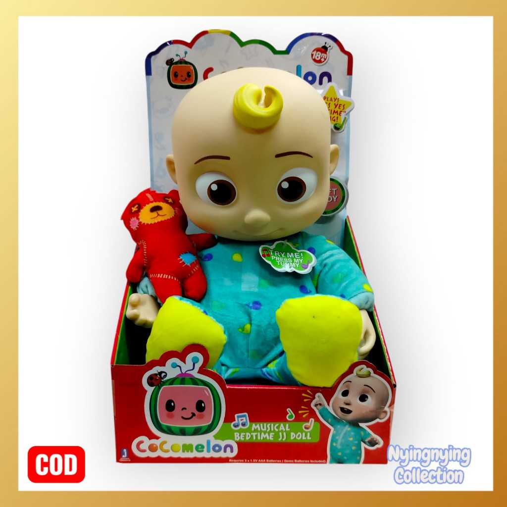 Mainan Boneka Coco Melon Musical Bedtime JJ Doll Musik Soft Plus Vinyl Boneka Bayi Besar  30cm