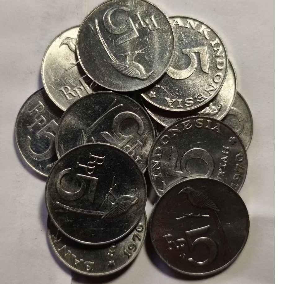 Koleksi Koin Kuno Indonesia 5 Rupiah Burung Tahun 1970