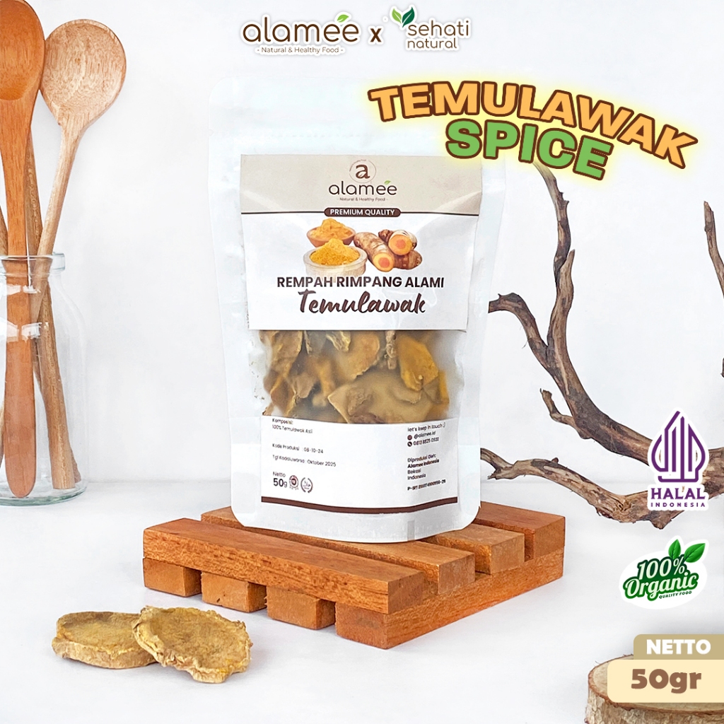 

ALAMEE Temulawak Kering Dried Curcuma Iris Rempah Organik Temu Lawak Bumbu Masakan Seasoning 50g