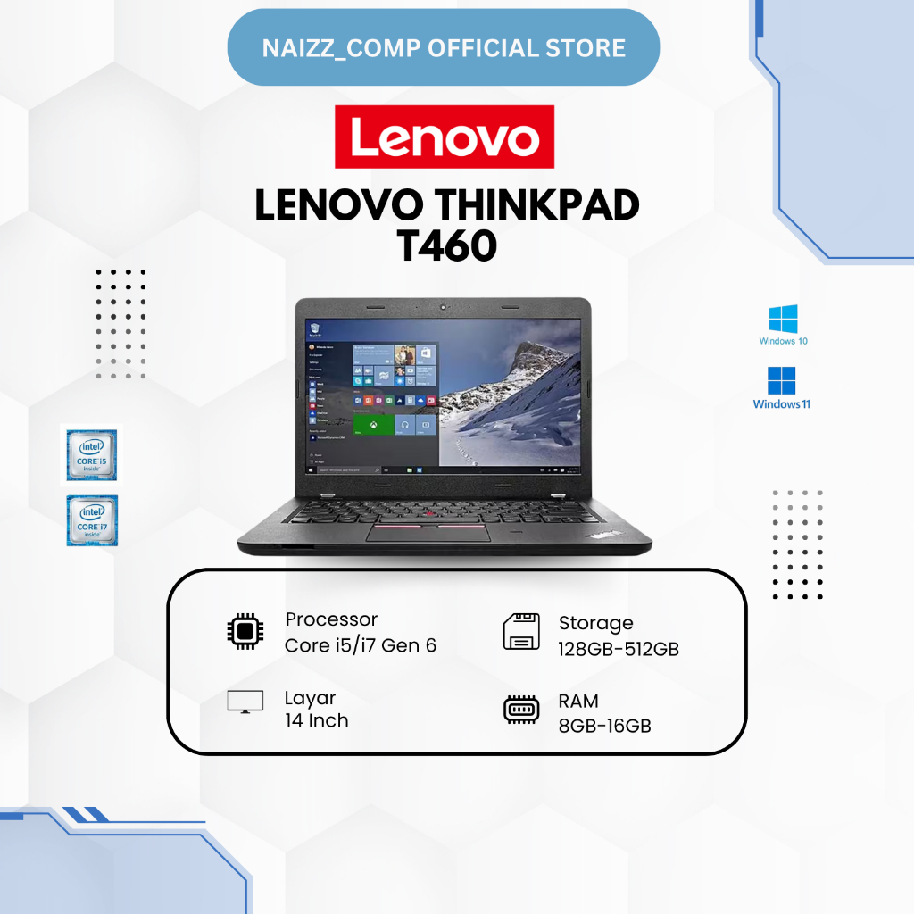 Laptop Lenovo Thinkpad T460/T460S Intel Core i5 - i7 Gen 6300U Ram 8GB SSD 128GB - 512GB Layar 14 In
