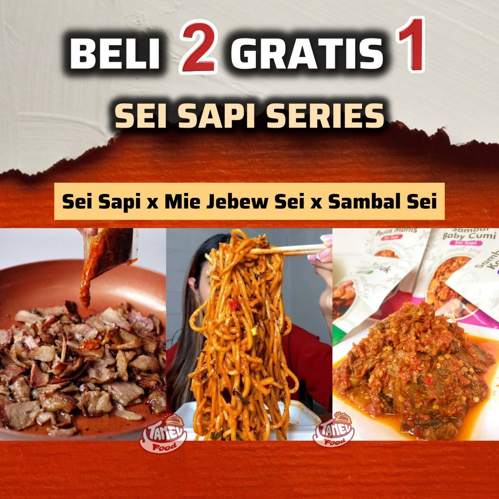 

TANEV FOOD - Sei Sapi Series - Beli 2 Gratis 1 : Sei Sapi dan Sambal Sei Sapi dan Mie Jebew Sei Sapi - Makanan Enak Halal Instan Sehat Tanpa Pengawet