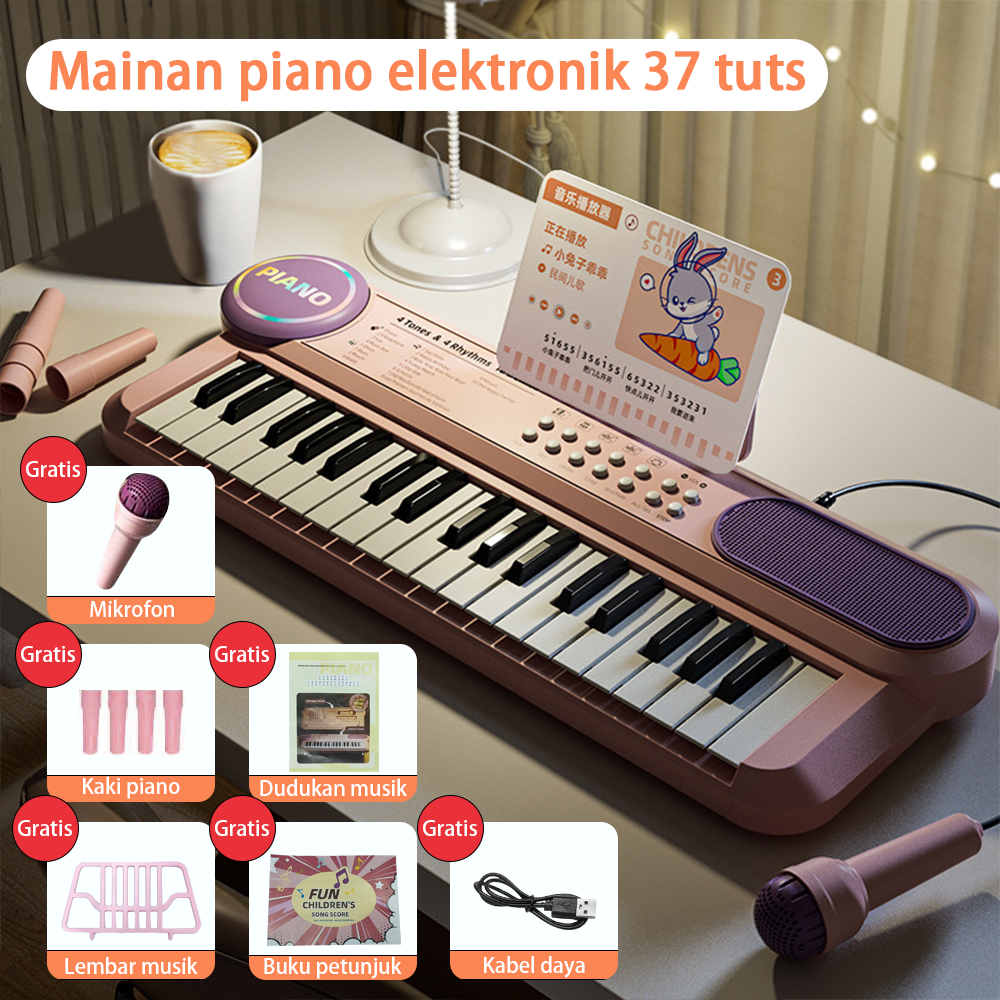 BIG SALE BABYCOLOR PIANO 37/61 KEYS PIANO ELEKTRIK KEYBOARD PIANO PORTABLE ALAT KEYBOARD MUSIK