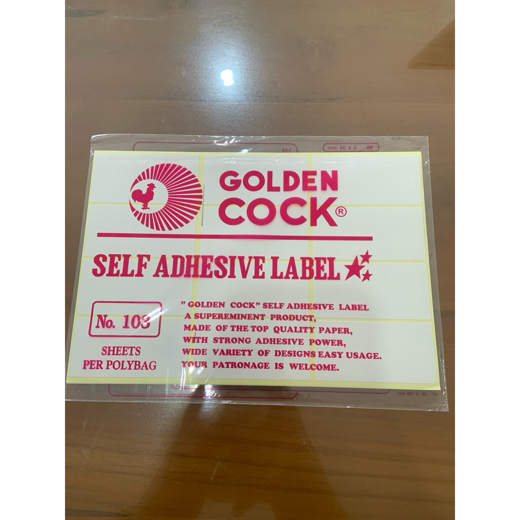 GOLDEN COCK Label No. 103 - Self Adhesive Label 103 - Sticker