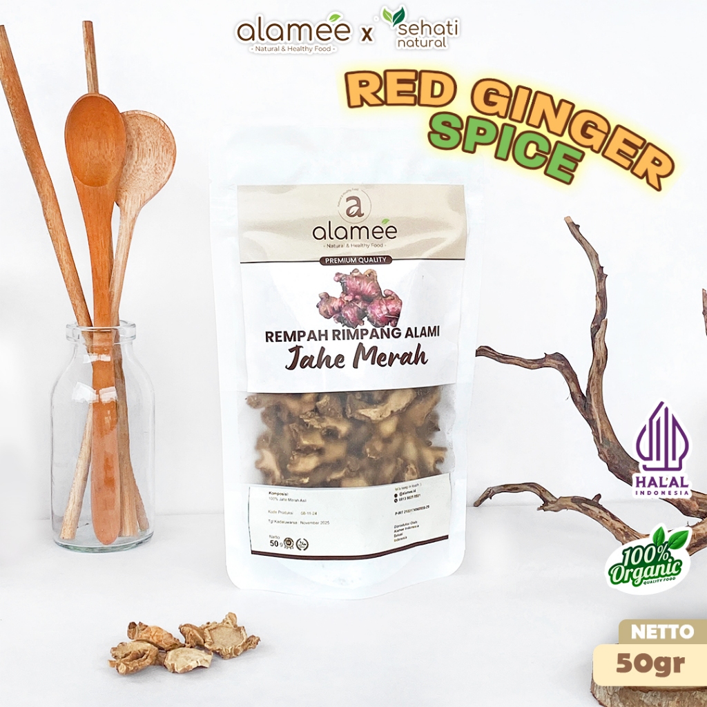 

ALAMEE Jahe Merah Kering Iris Dried Ginger Rempah Rimpang Organik Alami Bumbu Masakan Masak 50g