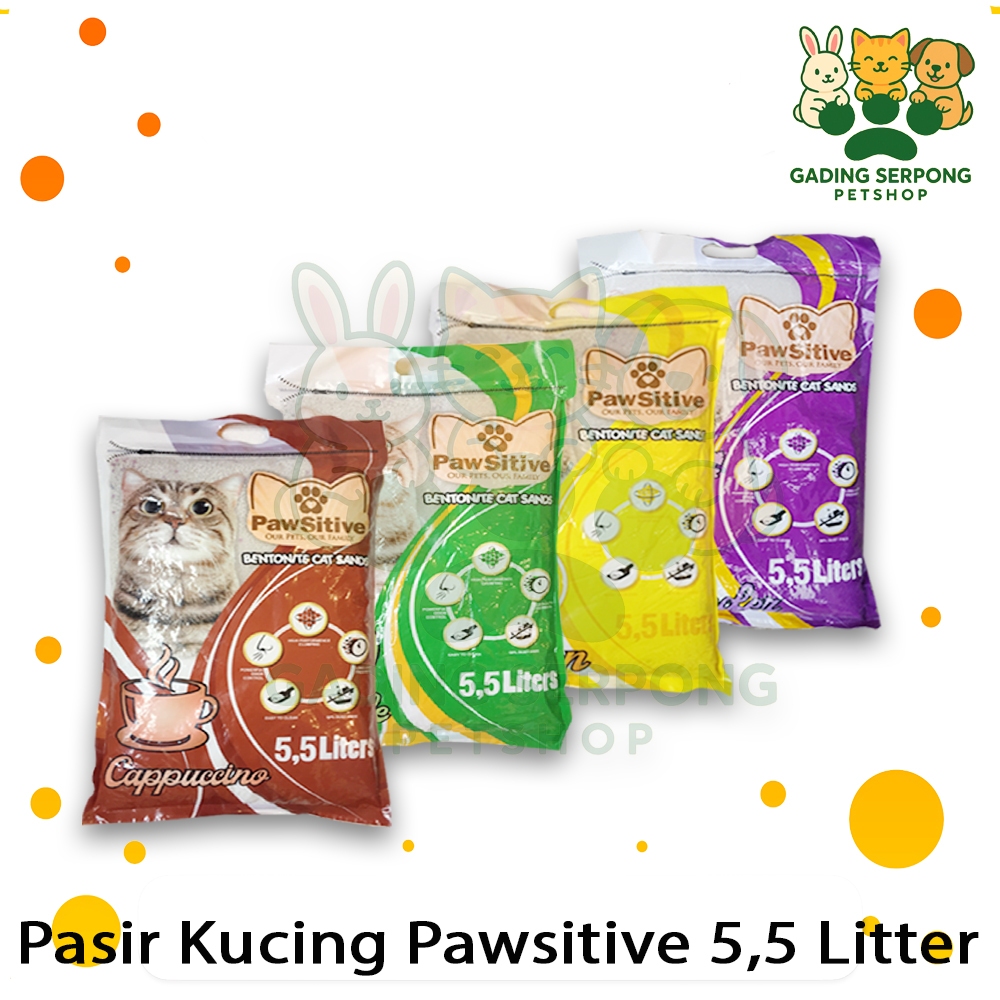 PAWSITIVE 5,5 Litter - Pasir Kucing Gumpal Wangi Pawsitive Cat Litter 5,5 L