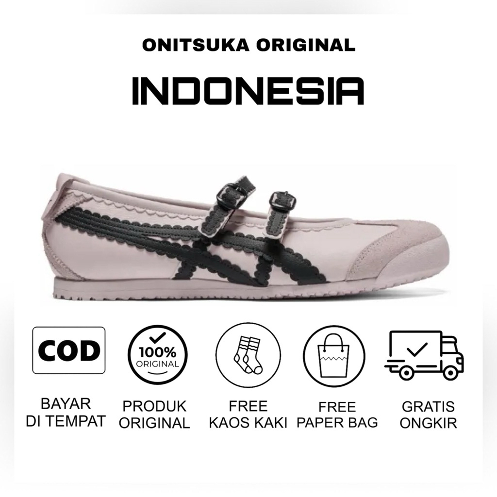 Sepatu Onitsuka Tiger Mexico 66 TGRS Pink Black / Sepatu Wanita / Sandal Wanita / Sneakers Wanita