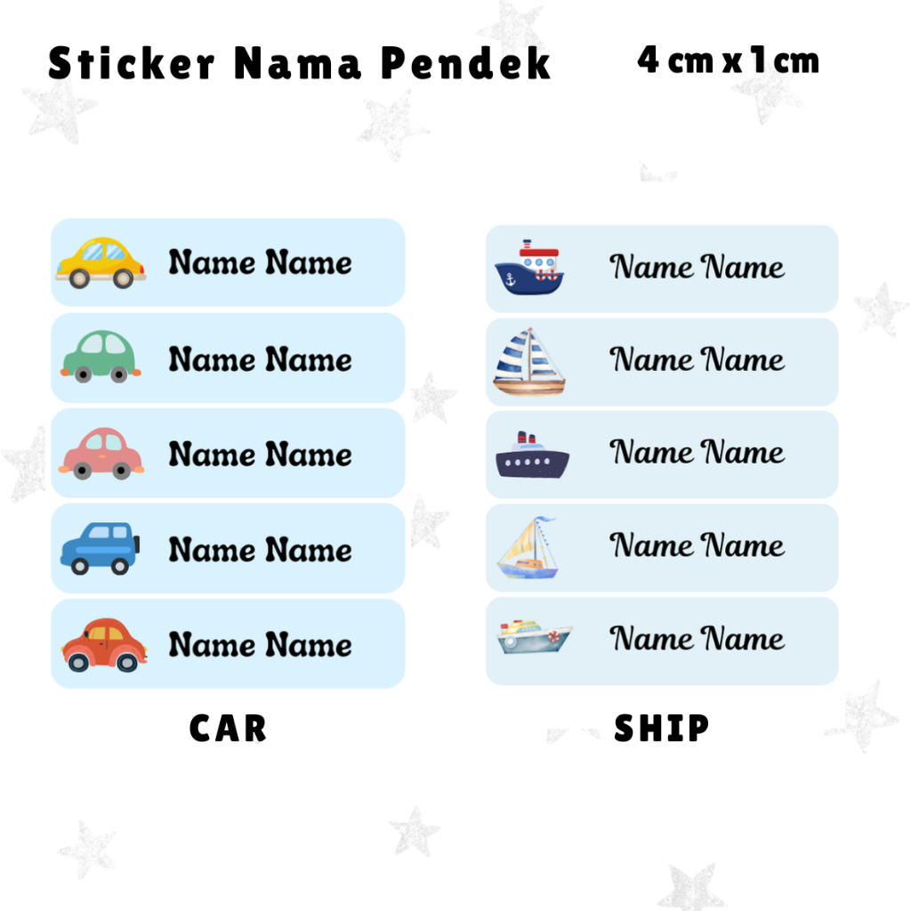 

Sticker Nama Waterproof isi 80 pcs Ukuran 4 cm x 1 cm Sticker Pensil Buku Alat Tulis Tumblr Tepak Makan