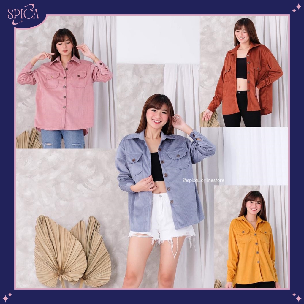SPICA - Outer wanita kekinian korean style hijabers bahan corduroy import - Reiko Boyfriend
