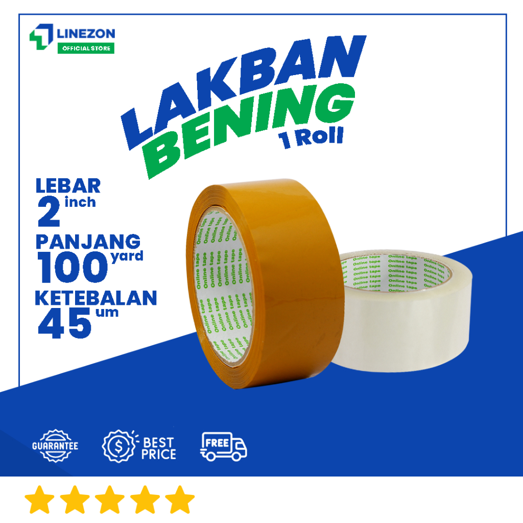 

1 Pcs Lakban Bening 100 Yard 2 Inch / Lakban isolasi Merk Online Tape Kualitas Daimaru Nachi