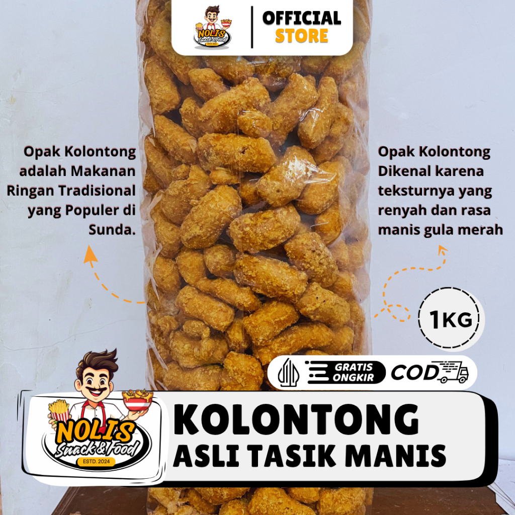 1kg - Kelontong Opak ketan Manis gula merah / Kolontong Manis Khas Tasikmalaya // Grosir Nolis Snack
